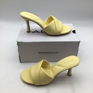 Aldo Soft Yellow Knot-Front Heeled Mules
